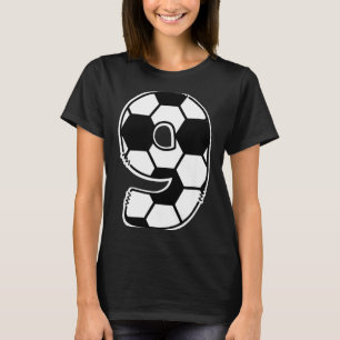 Football Number 9 Kids Birthday Soccer Maths Day  T-Shirt