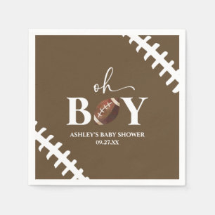 Football Oh Boy Brown White Baby Shower Napkin