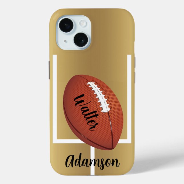 Football on a Stylish Gold background Personalize Case-Mate iPhone Case (Back)