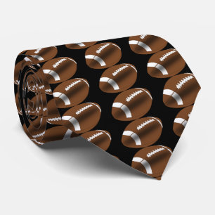 Football On Black Necktie