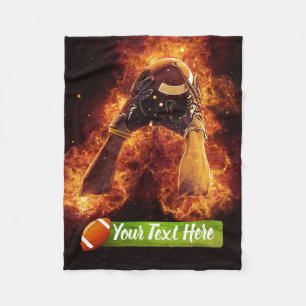Football on Fire Fleece Blanket