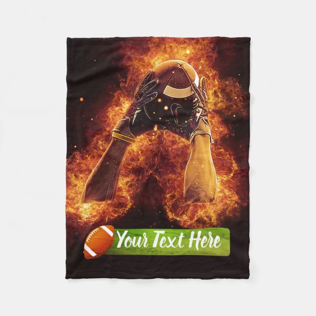 Football on Fire Fleece Blanket (Front)