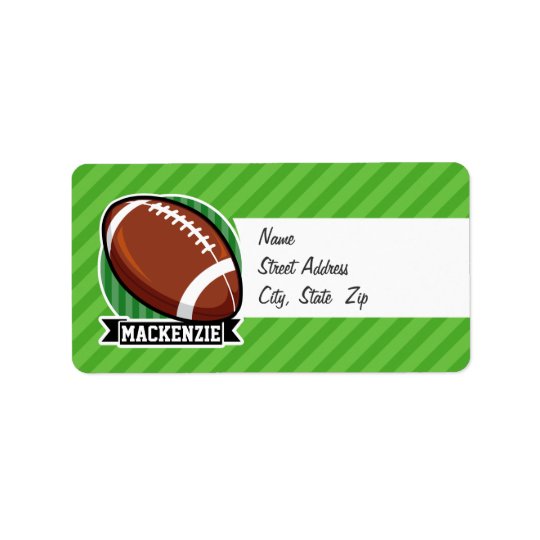 Football on Green Stripes Address Label