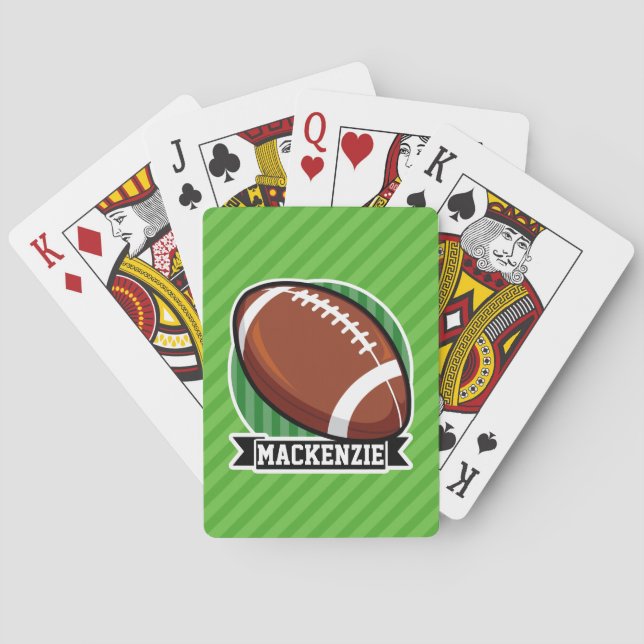 Football on Green Stripes Playing Cards (Back)