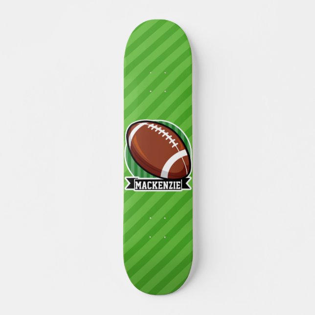Football on Green Stripes Skateboard (Front)