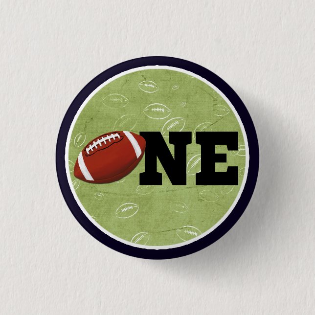 Football One First Birthday Baby Sports Party 3 Cm Round Badge (Front)