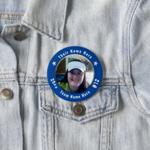 Football or Any Athletic Sport Spirit Photo blue 7.5 Cm Round Badge