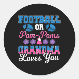 Football Or Pom Pom Grandma Loves You Football Gen Classic Round Sticker