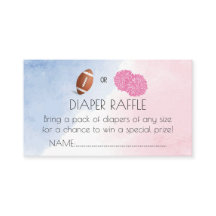 Football or Pom Poms gender reveal diaper raffle 