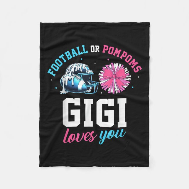 Football Or Pom Poms Gigi Loves You Baby Gender Re Fleece Blanket (Front)