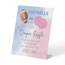 Football or pop poms gender reveal diaper raffle 