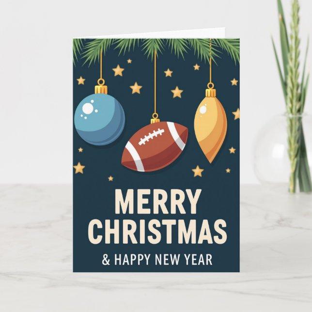 Football Ornament Christmas Card (Front)