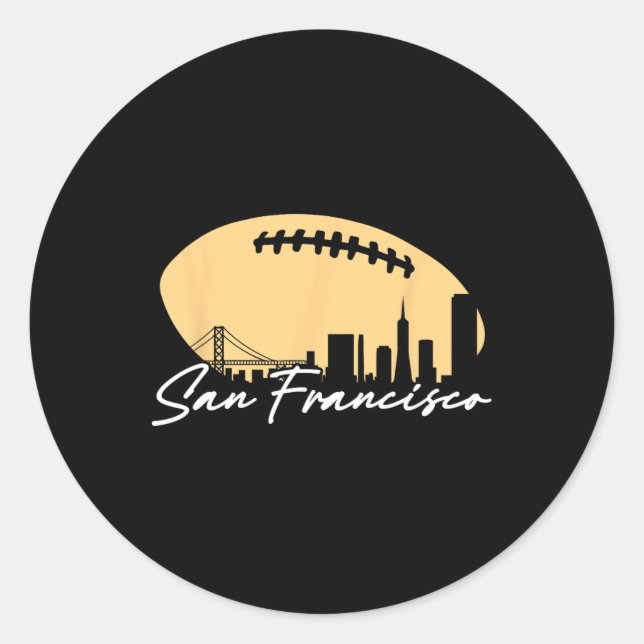 Football Outline Of Your City San Fran  Classic Round Sticker (Front)