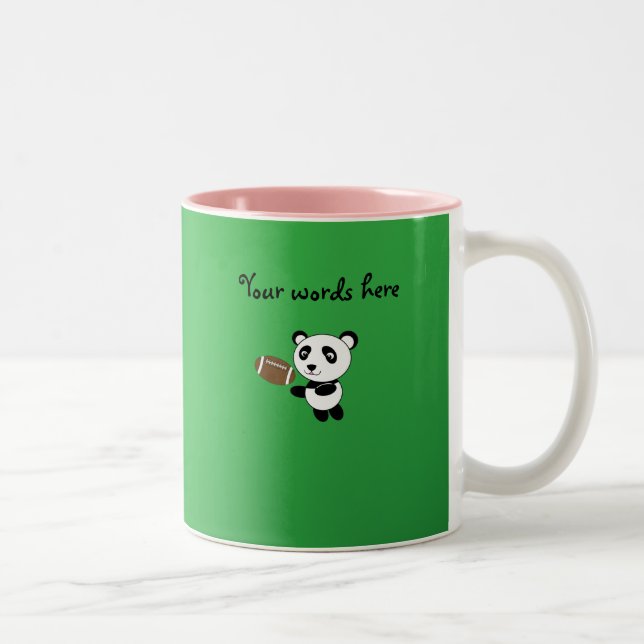 Football panda green Two-Tone coffee mug (Right)