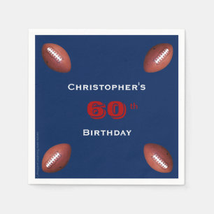 Football Paper Napkins, 60th Birthday Party Napkin