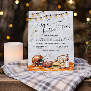 Football Party at home or Tailgate Baby Q Shower Invitation