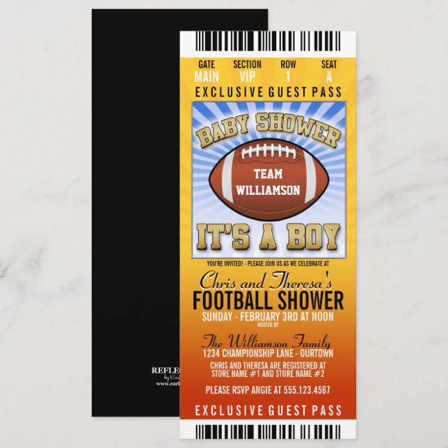 Football Party Baby Shower Invitation (Front/Back)
