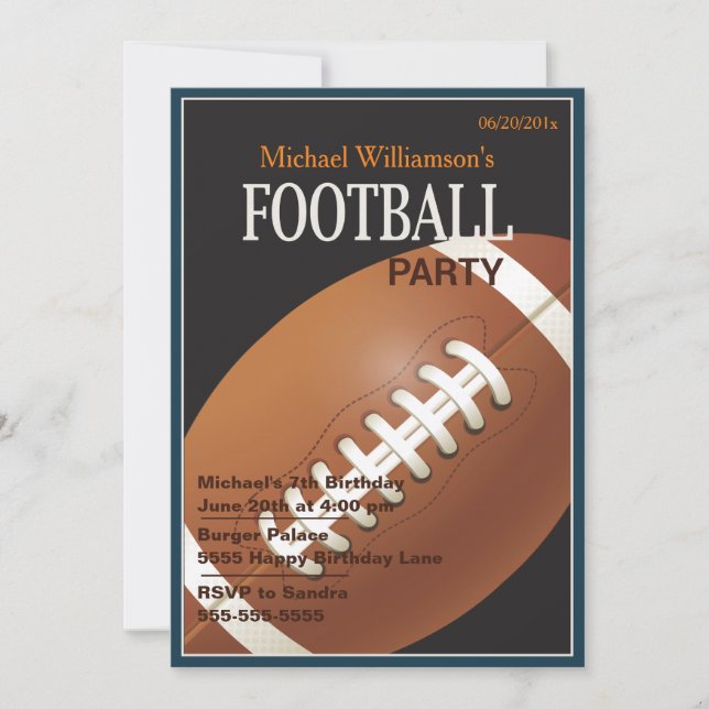 Football Party Birthday Invitation (Front)