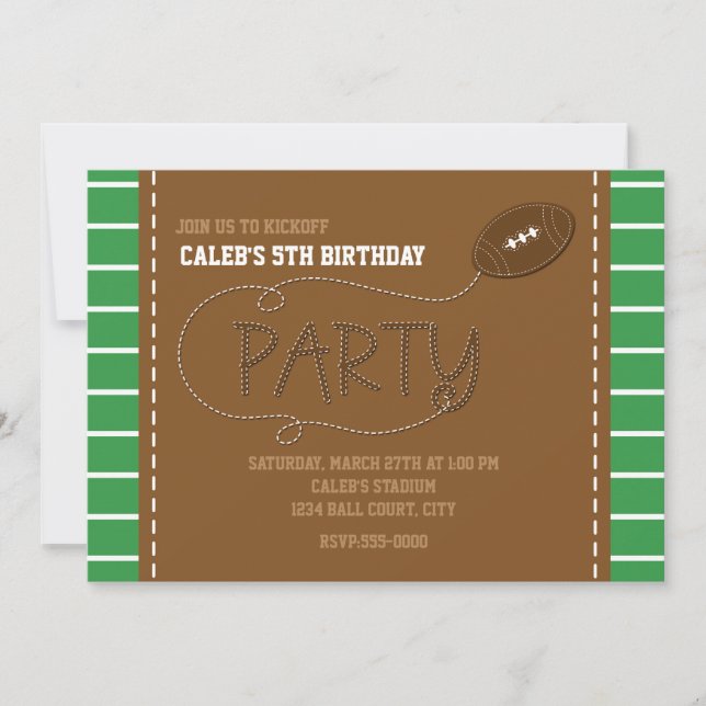 FOOTBALL PARTY Birthday Kids Typography Invitation (Front)