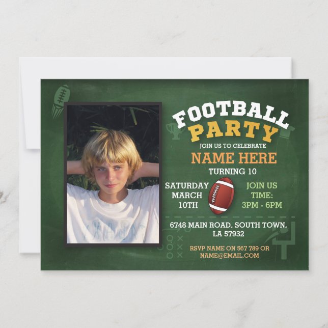 Football Party Birthday Rugby Photo Boys Sports Invitation (Front)