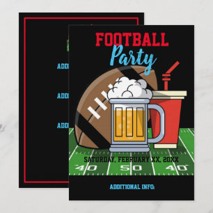Football Party Black Invitation