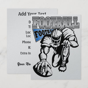Football Party Blue and White (Black) by SRF Invitation