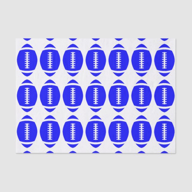 Football Party Blue Footballs Gift Wrapping Tissue Paper (Front)