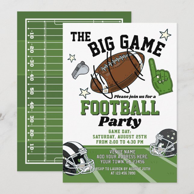 Football Party Invitation (Front/Back)