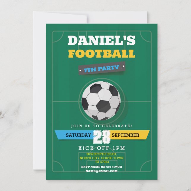 Football Party Invite Birthday Boys Invitation (Front)