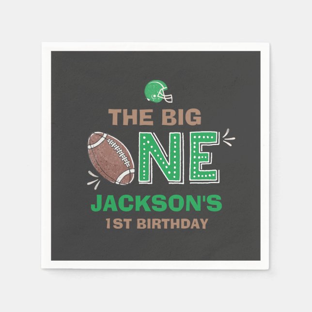 Football Party Napkin Football 1st Birthday (Front)
