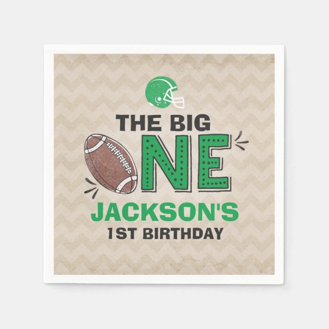 Football Party Napkin Football 1st Birthday (Front)