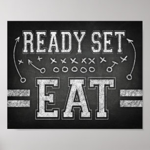Football Party READY SET EAT Sign Chalk Print