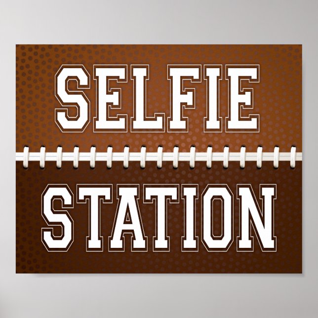 Football Party SELFIE STATION Sign Print (Front)