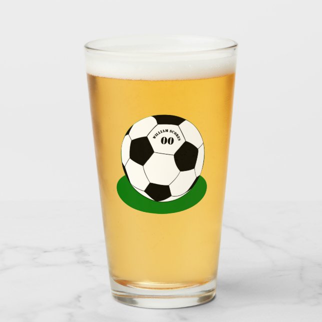 Football party, Soccer Ball with Name & Number Glass (Front Filled)