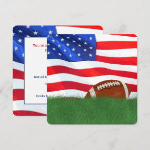 Football Party with American Flag Invitation