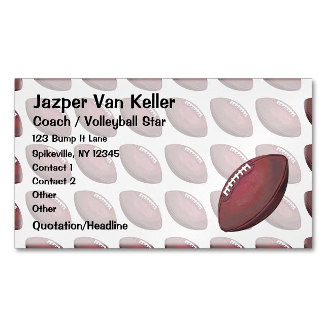 Football Pattern Magnetic Business Card (Front)