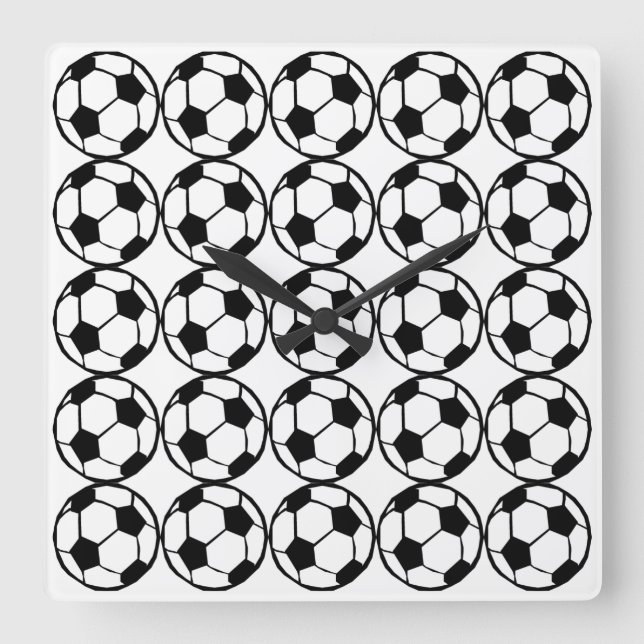 Football pattern square wall clock (Front)