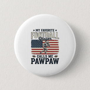 Football Pawpaw Vintage American Flag Shirt Design 6 Cm Round Badge