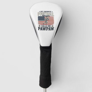 Football Pawpaw Vintage American Flag Shirt Design Golf Head Cover