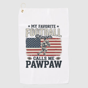 Football Pawpaw Vintage American Flag Shirt Design Golf Towel