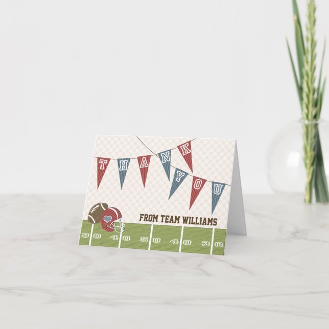 Football Pennant Thank You Card (Front)