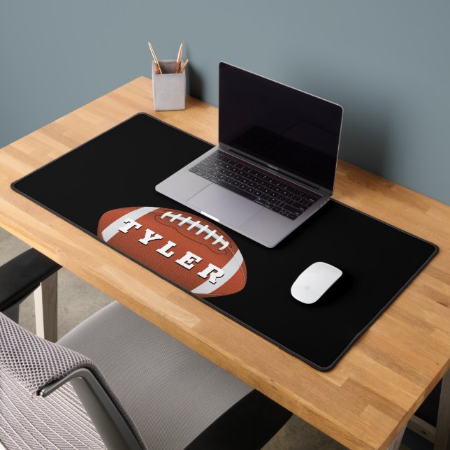 Football, Personalise Bold Name on Black Desk Mat (Office 2)