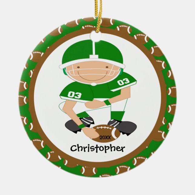Football Personalised Boy Christmas Ornament (Front)
