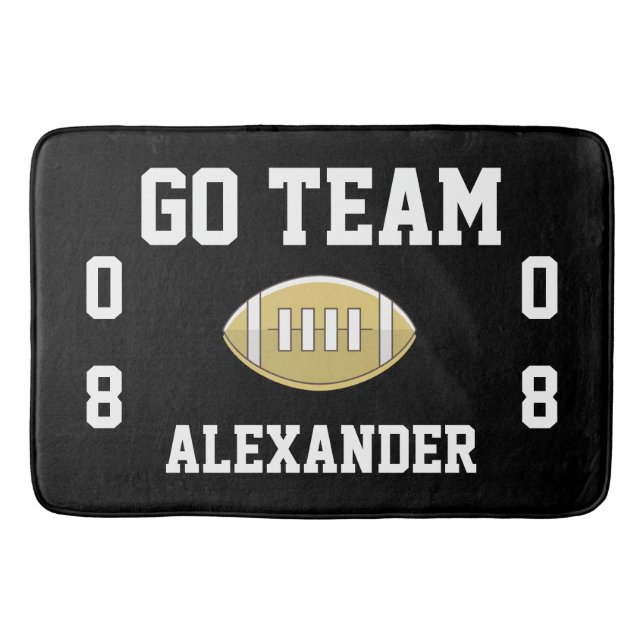 Football Personalised Monogram name Go Team Bath Mat (Front)