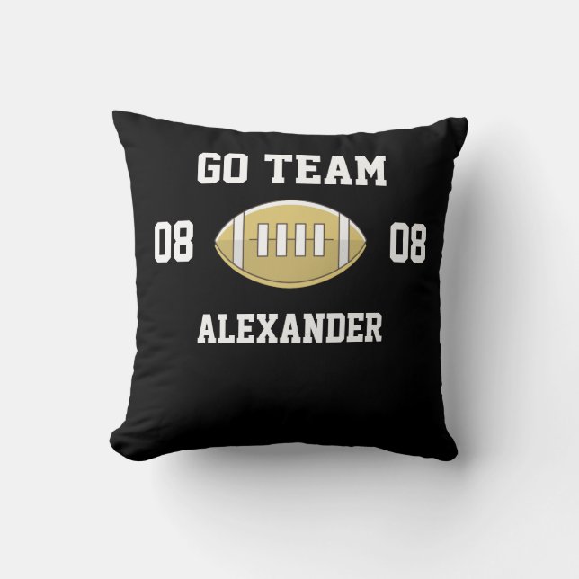 Football Personalised Monogram name Go Team Cushion (Front)