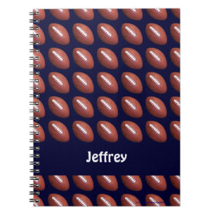 Football Personalised Name Blue Spiral Notebook