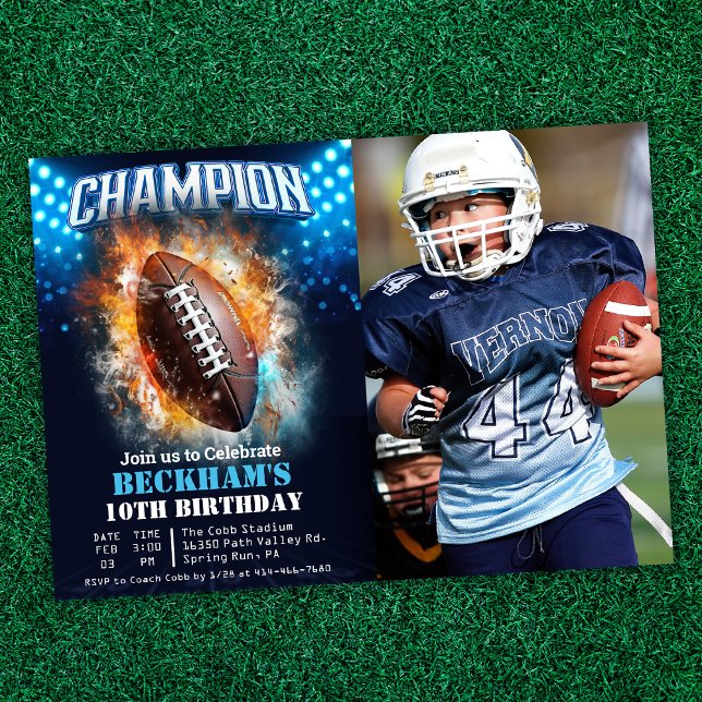 Football Photo Birthday Invitation (Creator Uploaded)