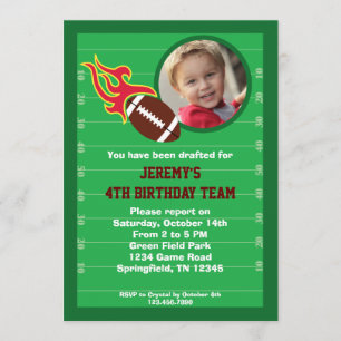 Football Photo Birthday Party Invitation