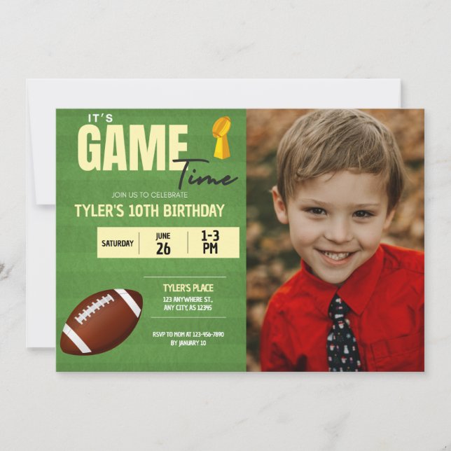 Football Photo Birthday Party Invitation (Front)