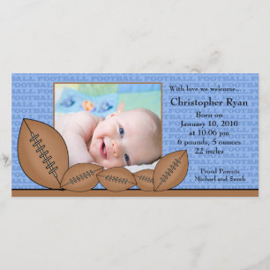 Football PHOTO Boy Birth Announcement